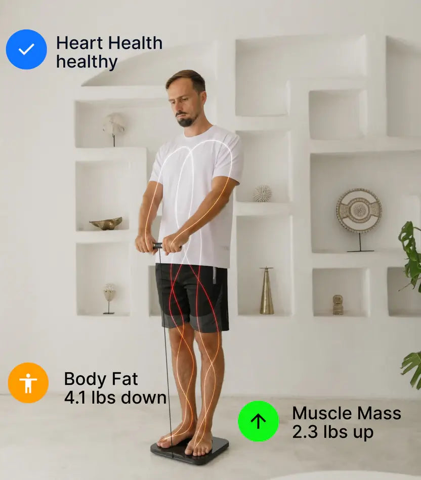 A man scanning on the Hume Pod, fat down and muscle up