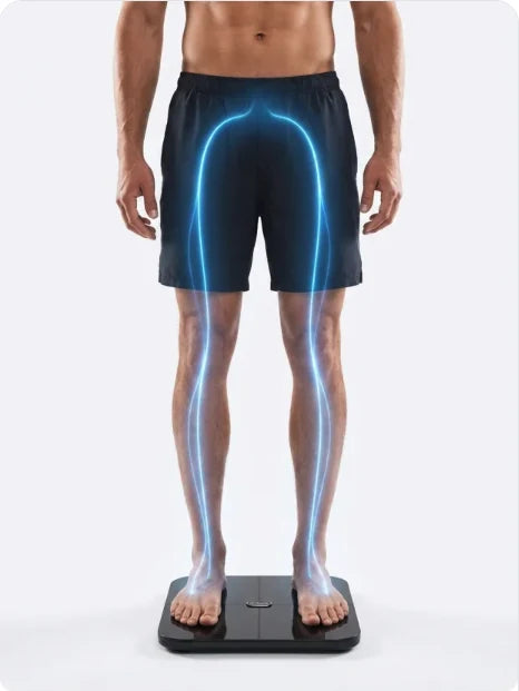 Foot-only smart scale current traveling through lower body